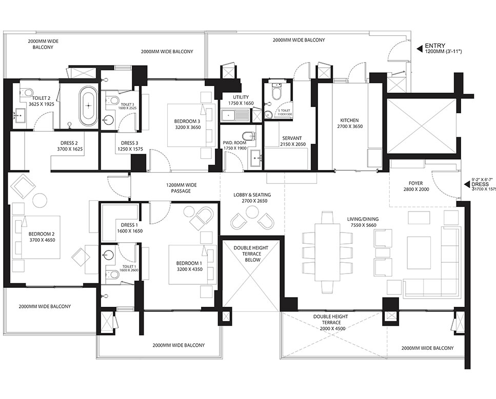 Risland Sky Mansion, Chattarpur south Delhi Floor plan